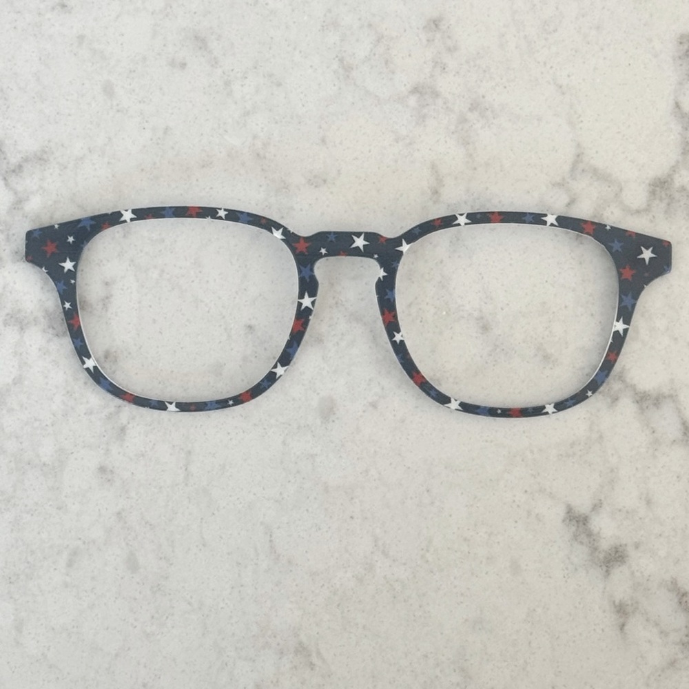 Magnetic Top frame for Pair Glasses, Otis style. Red, white and blue pattern